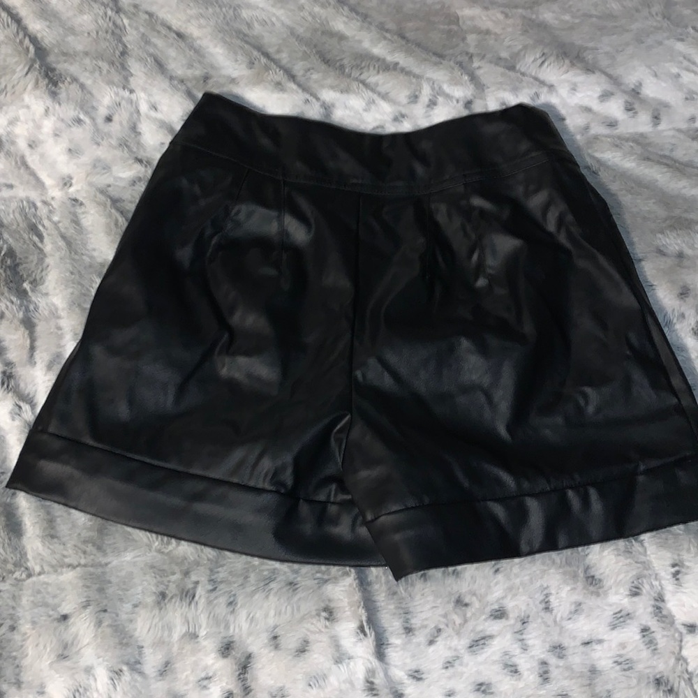 Black pleather shorts